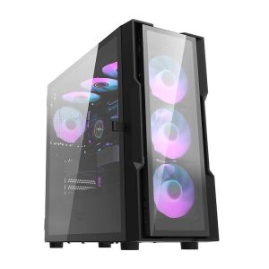 Darkflash DK431 Glass computer Dėklas (black) + 4 RGB fans-1