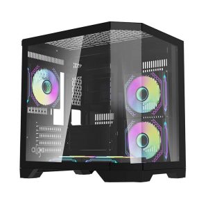 Darflash FT350 computer Dėklas + 5 aRGB fans (black)-1