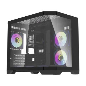 Darflash FT418 computer Dėklas + 6 aRGB fans (black)-1