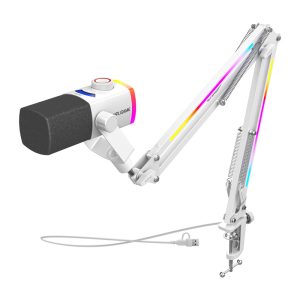 Fifine AM8proTW dynamic Mikrofonas with boom arm (white)-1