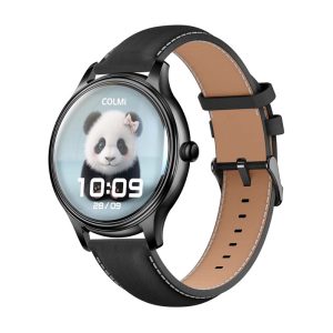 COLMI L28 Smart Watch (black silicone + black leather strap)-1