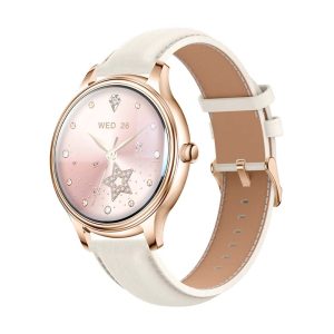 COLMI L28 Smart Watch (Gold + gold leather strap)-1