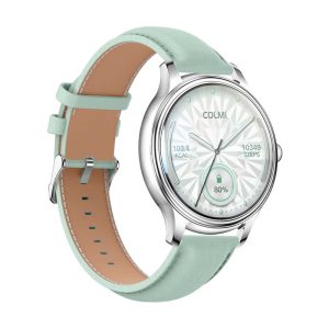 COLMI L28 Smart Watch (Silver-green + green leather strap)-1