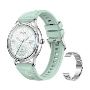 COLMI L28 Smart Watch (Silver-green + silver steel strap)-1