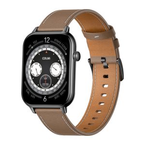 COLMI C28 Išmanusis laikrodis – Black + Brown Leather Strap-1