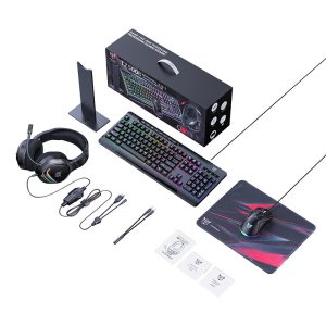 Onikuma TZ5008 5-in-1 Gaming Set: Keyboard + Mouse + Headset + Pelės kilimėlis + Stand-1