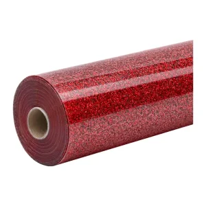 HTVRONT Glitter Heat Transfer Film, 30.5 cm x 90 cm (red)-1