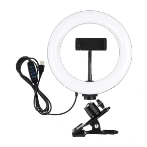 Puluz 20 cm Ring Light for Vlogging with Monitor Clip, Phone Laikiklis, and Color Temperature Adjustment (Black)-1