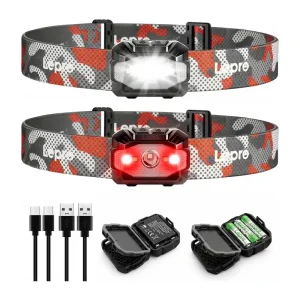 LEPRO 320023-2 USB Headlamp, 2-Pack-1